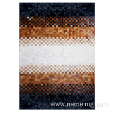 Cowhide patchwork leather area rug